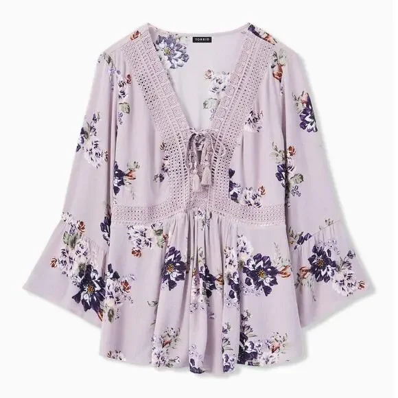 Torrid Lavender Floral Blouse - Picture 12 of 12